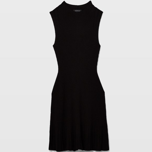 Club Monaco - Sleeveless Ribbed Pointelle Dress - Black Size Small - Picture 3 of 4